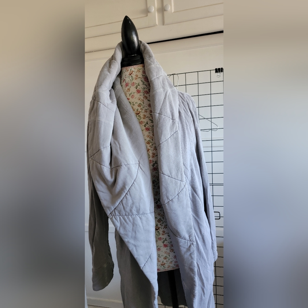 Young Fabolous and Broke Light Gray Draped Open-Front Women's Jacket - Picture 6 of 9